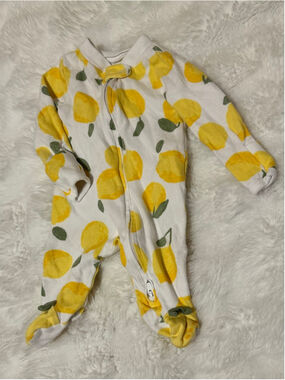 Baby Carter's Lemon Print Footie Newborn White Yellow